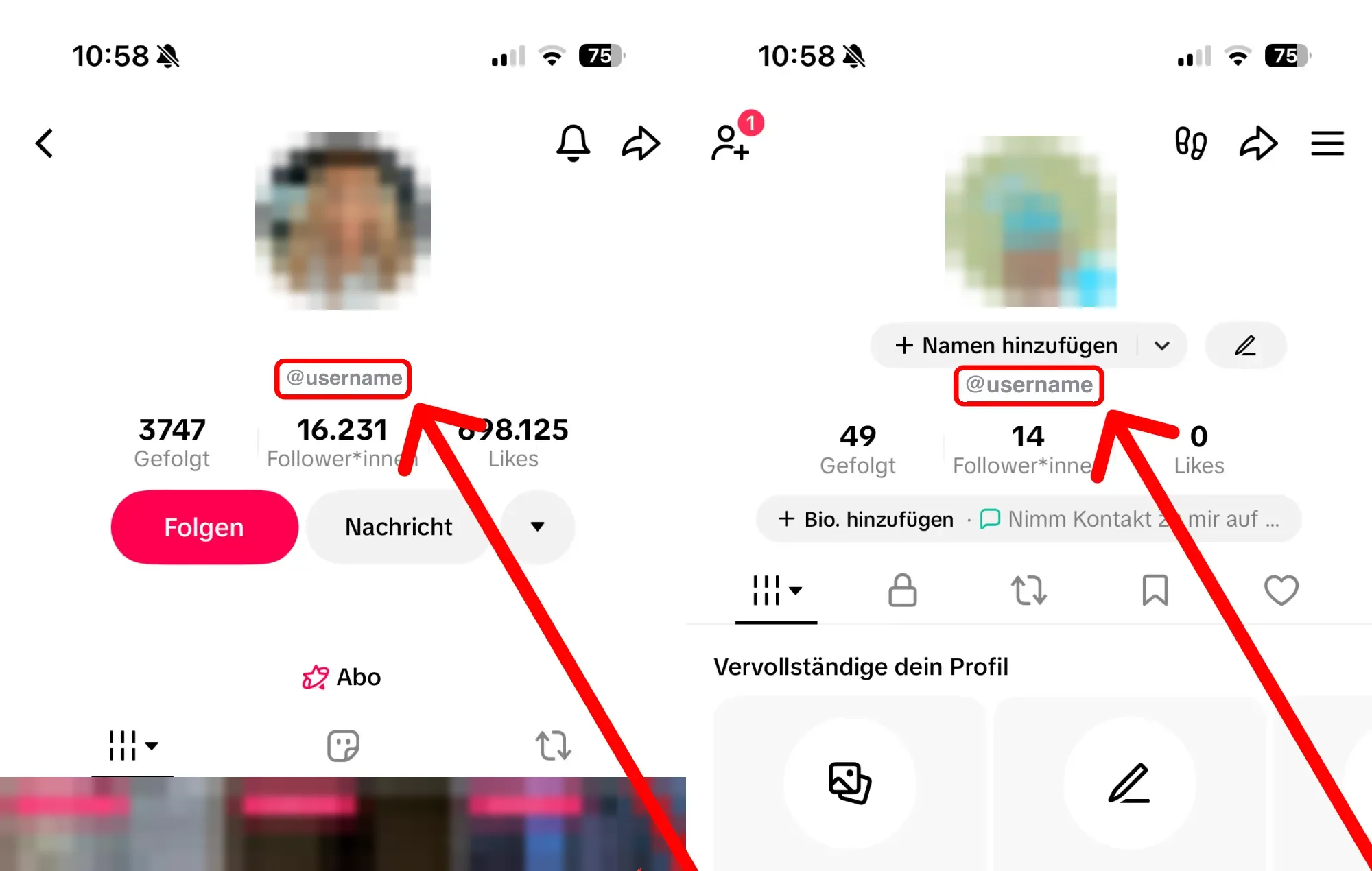 TikTok Pakete kaufen: Anleitung mit Screenshots – hier findest du deinen TikTok-Benutzernamen oder Profil-Link